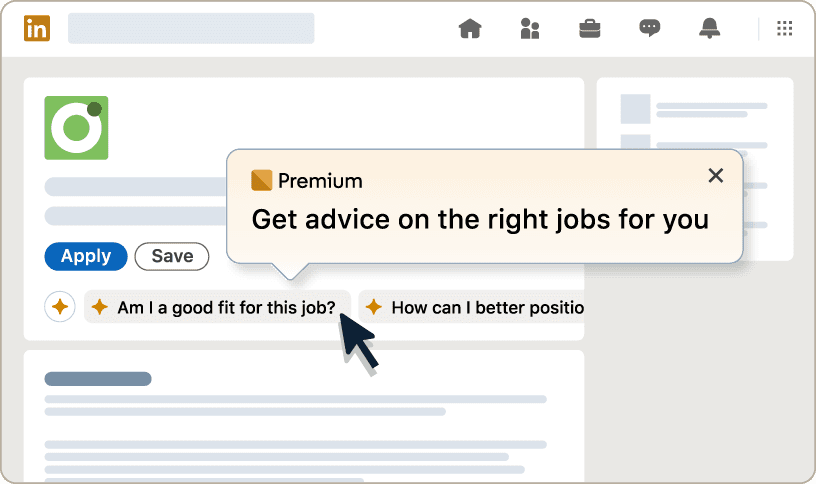 Graphic showing LinkedIn Premium's AI job insights