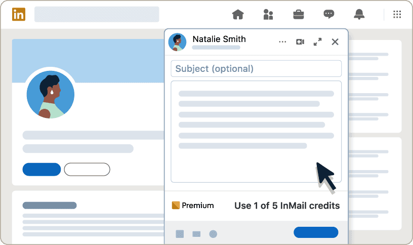 Graphic showing LinkedIn Premium's InMail functionality