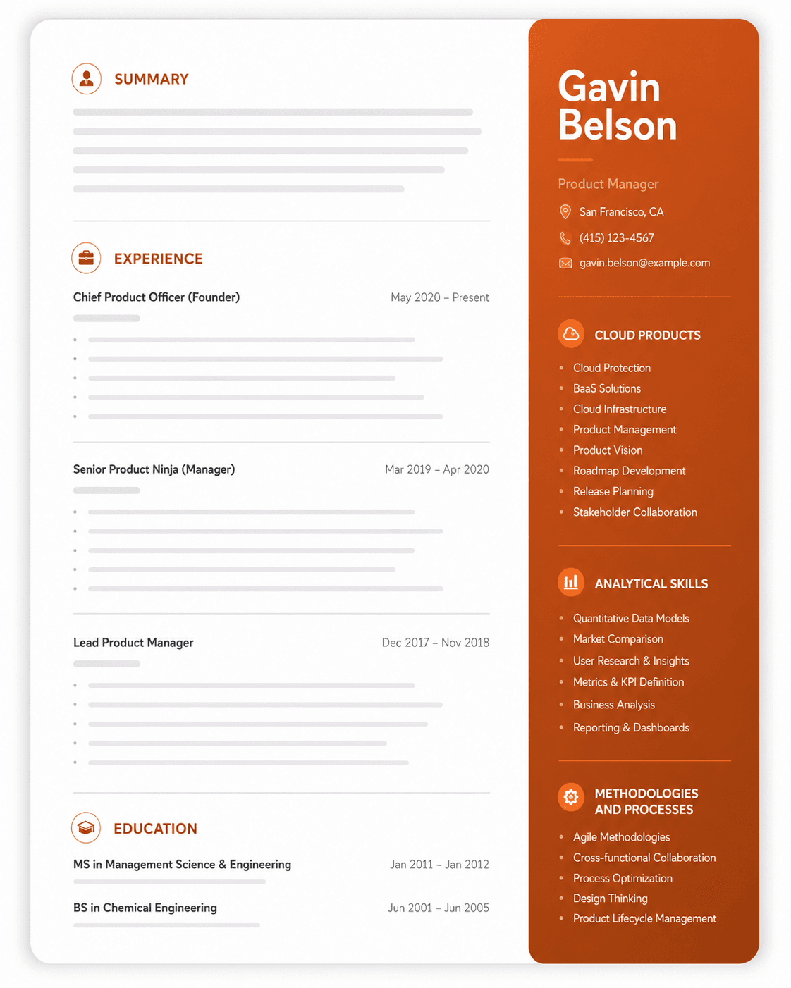 New York resume template showing 2 columns