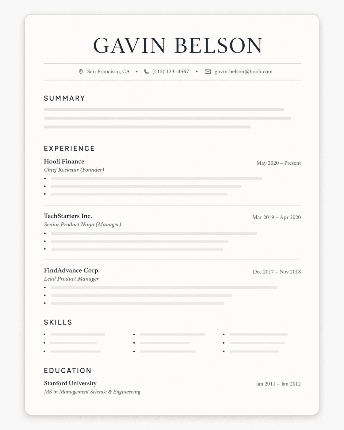 Sydney resume template