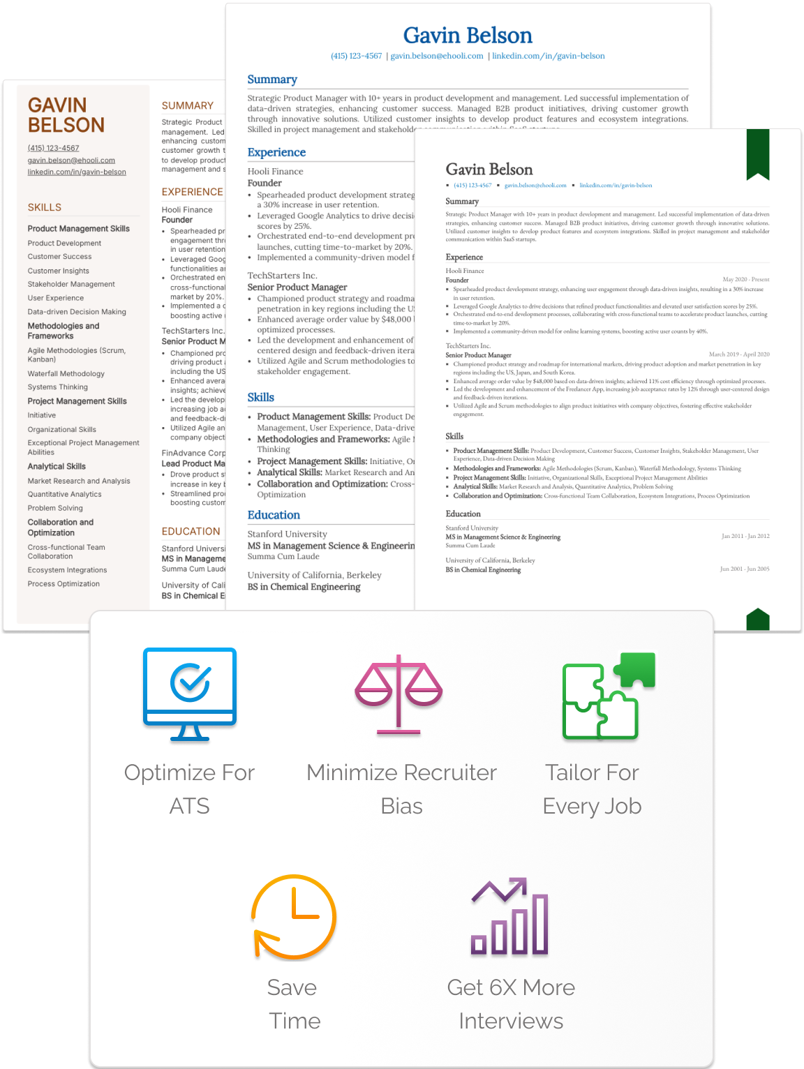 Image showing multiple resume templates and icons representing Upplai's value proposition