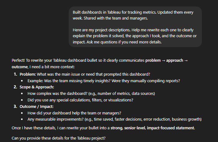 ChatGPT prompt example