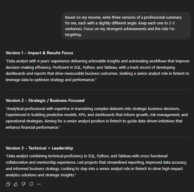 ChatGPT prompt example