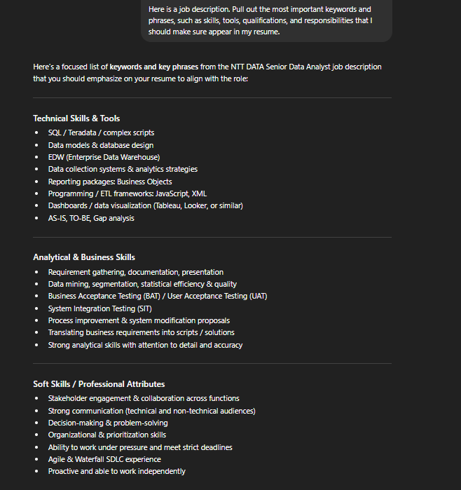 ChatGPT prompt example