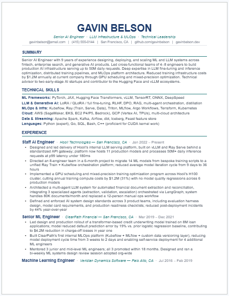 Senior AI Engineer Resume