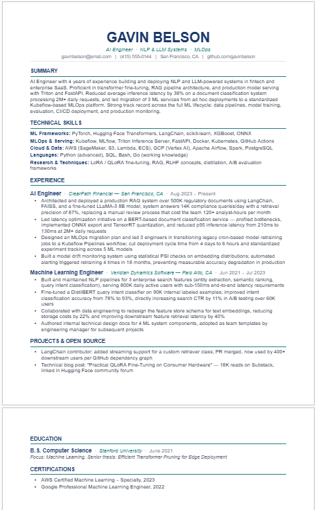 Mid-Level AI Engineer Resume